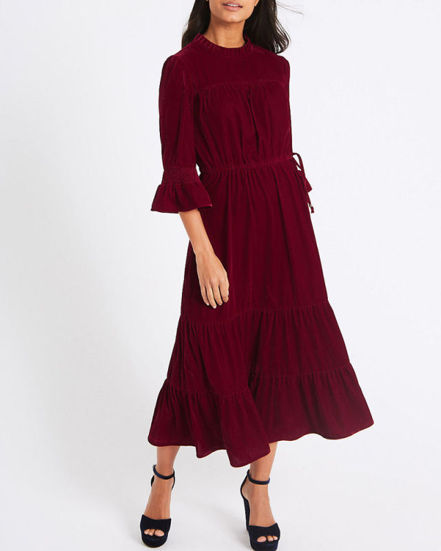 This red velvet dress from M&S is selling out fast Red Online